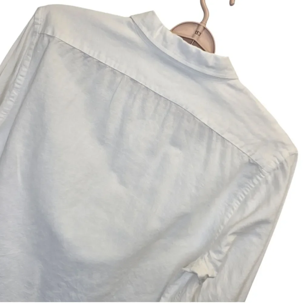 Banana Republic Men's L Linen Blend Slim Fit White Button-Down Long Sleeve Shirt